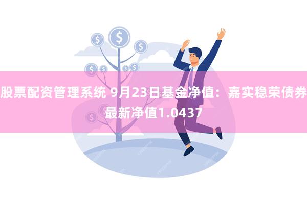 股票配资管理系统 9月23日基金净值：嘉实稳荣债券最新净值1