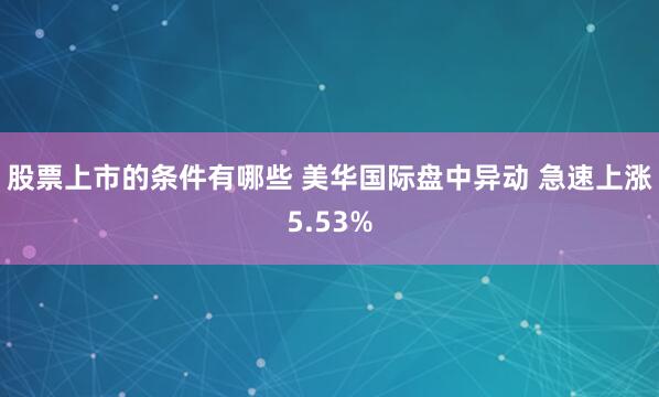 股票上市的条件有哪些 美华国际盘中异动 急速上涨5.53%